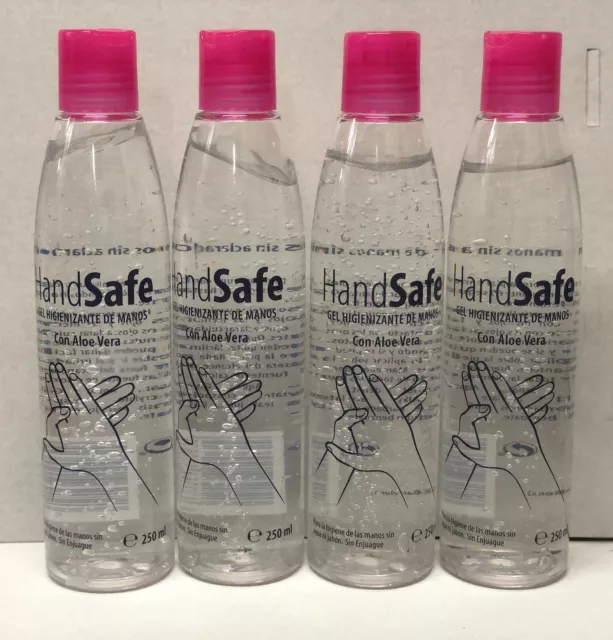 Pack 4 Unidades Gel Higienizante de manos HandSafe 250ml Con Aloe. Total 1 Litro