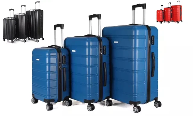 ORMI Set 3 Valigie Trolley Rigido Piccolo Medio Grande 4 RUOTE Valigia In ABS (Celeste - Foto 9