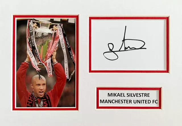 Mikael Silvestre Hand Signed A4 Photo Mount Display Man United Autograph 1