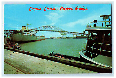 c1950s Corpus Christi Harbor Bridge, Port, Corpus Christi Texas TX Postcard