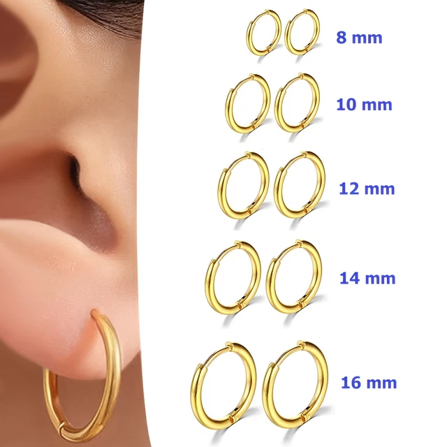 JewelryWe Orecchini A Cerchio Unisex In Acciaio Inossidabile Nero – 15/17/19mm - 2