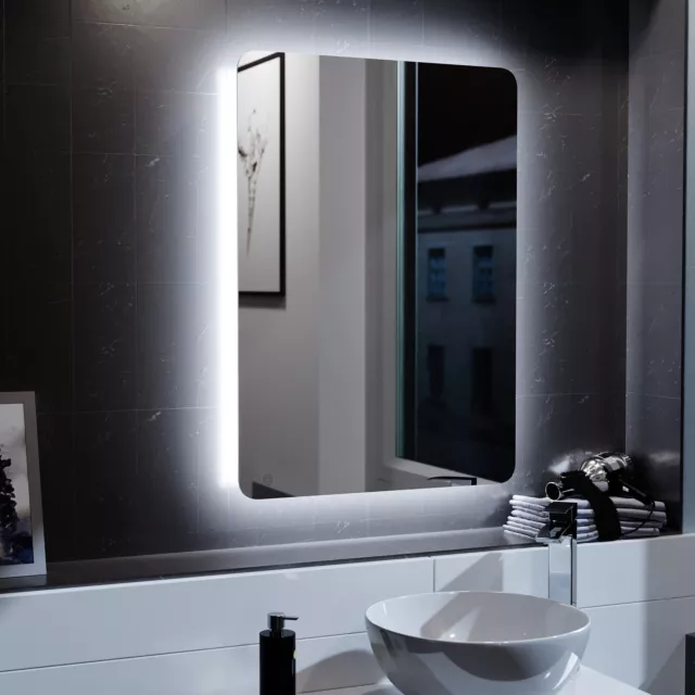 Nes Home Bathroom LED IP44 Illuminated Rectangular Demister Mirror 500 X 700mm