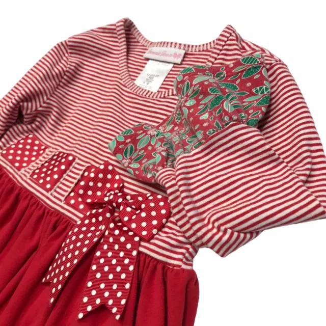 Bonnie Jean little girls size 6 Christmas Dress Bell sleeve red Patchwork Read