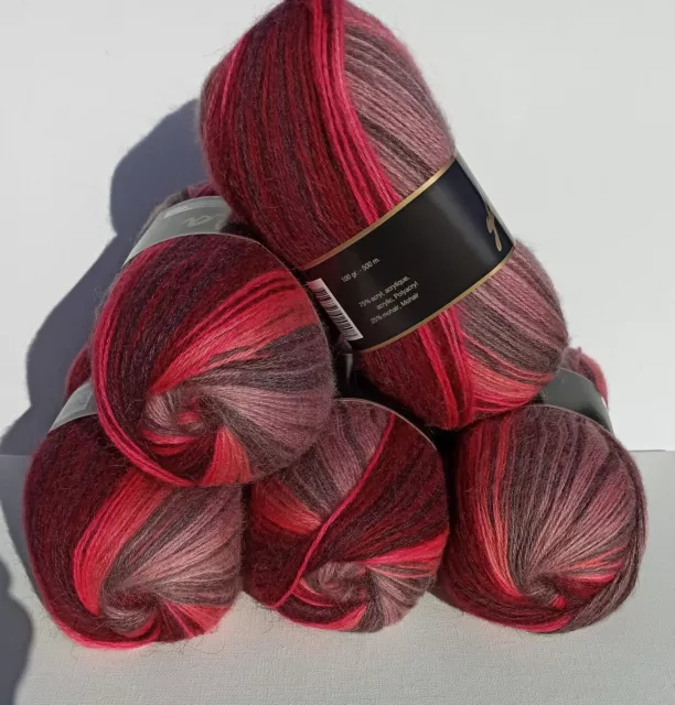 Super Bulky Lot de 5 pelotes de laine à tricoter pour bébé - 100 g - 500 g  au total - Rose A701