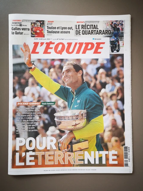 Journal L'Equipe 5H29 de Légende spécial Roland-Garros - Encadrée collector dorée - Collection