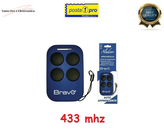 Telecomando Cancelli Blu Telecomando Universale 4 Tasti Per Cancelli E Antifurti - Bravo Aladino 433 MHz, Batteria Litio, Colore Blu, Compatibile Con Molti Sistemi Telecomando Cancello - Foto 4