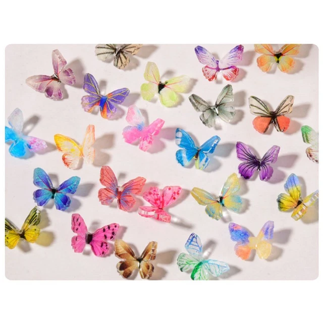 ongles Acrylique Strass Charmes à ongles 3D Mini papillon Décoration d'ongle 11