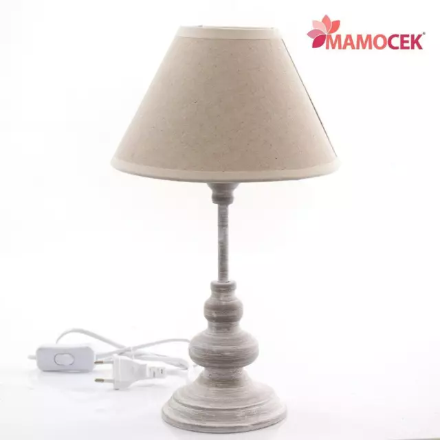 LAMPADA Abat-jour da appoggio grigio h36 tavolo comodino paralume ecrù shabby