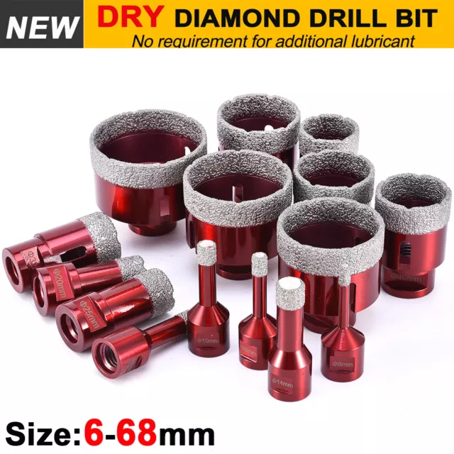 6mm-68mm Dry Diamond Drill Bits Set for Porcelain Granite Tile Glass Hole Cutter