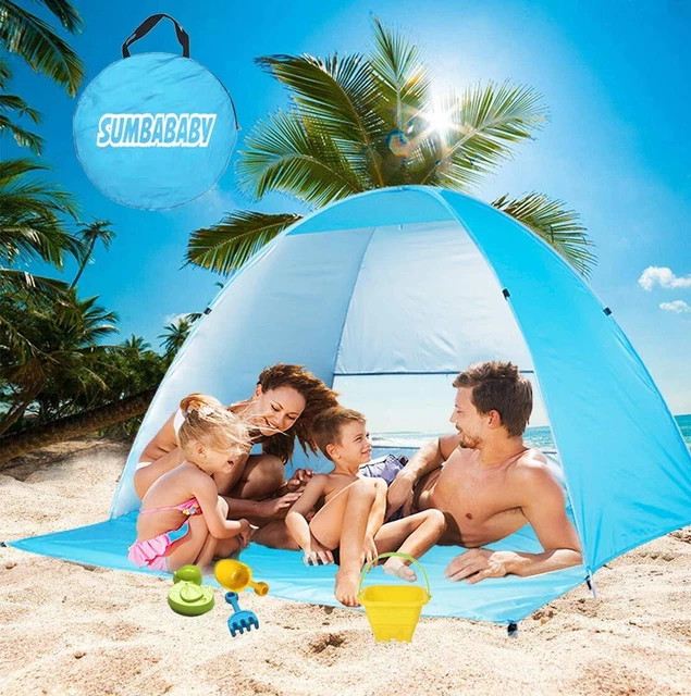 Large Beach Tent UV Pop Up Sun Shelter Tents, Big Portable Automatic Sun Umbr...