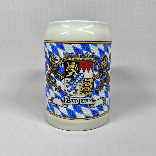 Bavaria Crest Bayern, Germany Stoneware Beer Stein Mug 12 oz Blue Coat Of Arms