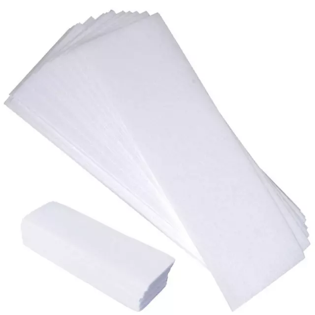 100x Pre-Cut Strips Pack - 70gsm Non Woven Disposable Cut Waxing Papers 3