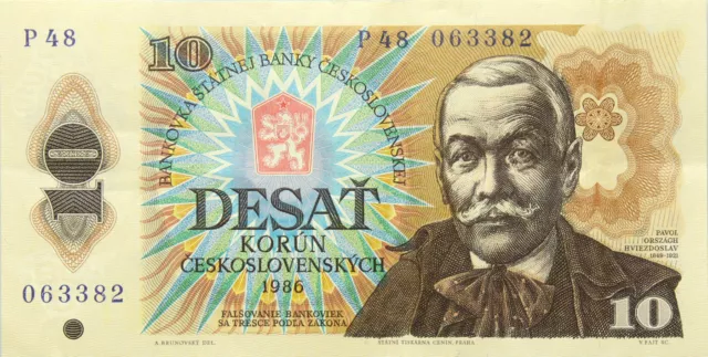 Tschechoslowakei ČSSR - Geldschein BANKNOTE - 10 Kronen Korun 1986 - Hviezdoslav