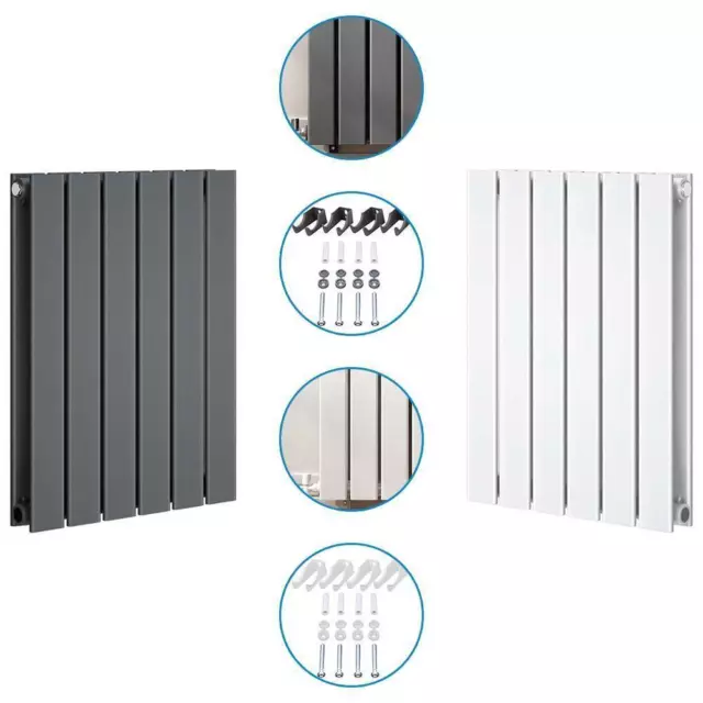 Radiator Horizontal Double Column Flat Panel Designer Heating Anthracite White