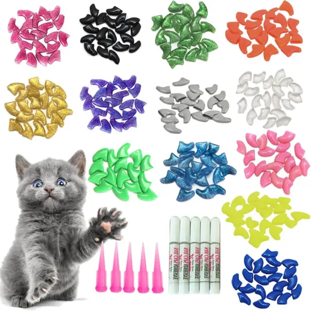 100Pcs Cat Nail Caps/Tips Pet Cat Kitty Soft Claws Covers Control Paws of 10 Nai