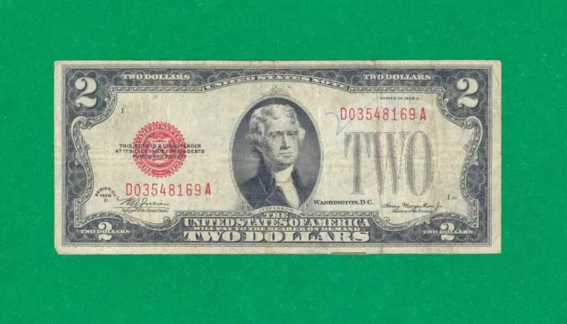 $2 1928-D 1 D/A Block Red Seal United States Note Circ.