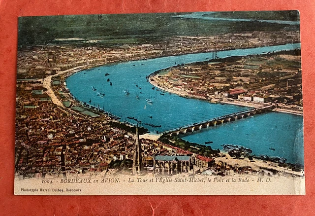 cpa 33 BORDEAUX by plane - La Tour et l'Eglise Saint-Michel, Le Port et la Rade