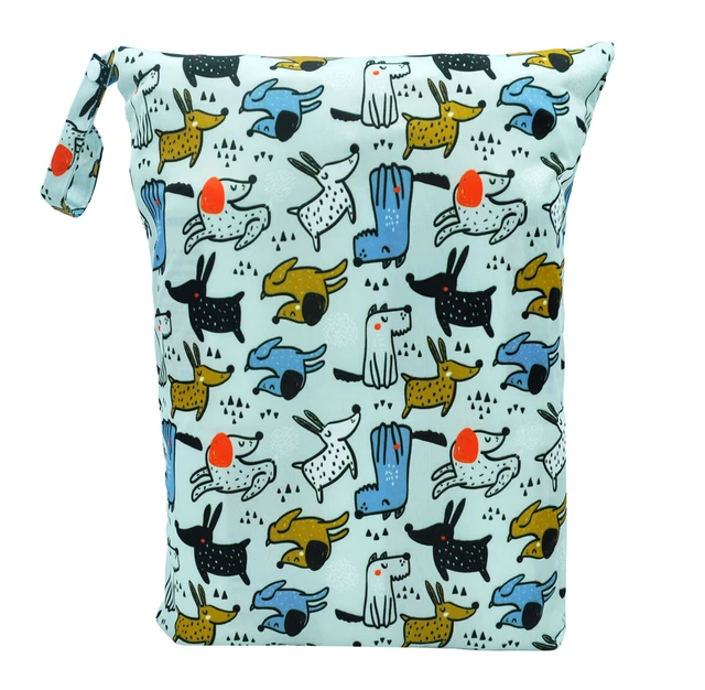 Reusable Multiuse Wet Bag For Cloth Nappy/Diaper Swimmers Nosey Dogs 2