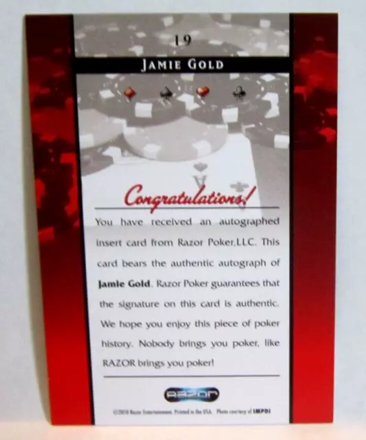 Jamie Gold 2010 Razor Authentic Signatures Autograph!2006 WSOP Champion Auto 3