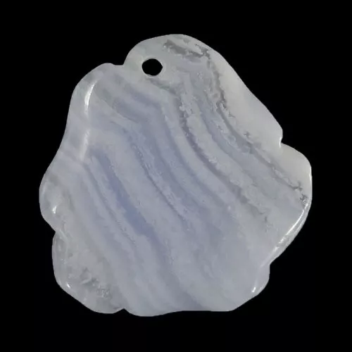 BI16029# Hand Carved Unique Peony Flower Blue Lace Agate Pendant Bead 3