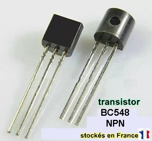 transistor BC548 ou BC548B polarité NPN , boitier TO-92 30V 0.1A    .C12.6