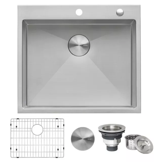 Ruvati 21'' Drop-in Topmount Rounded Single Bowl Kitchen Sink-RVH8071(2516)