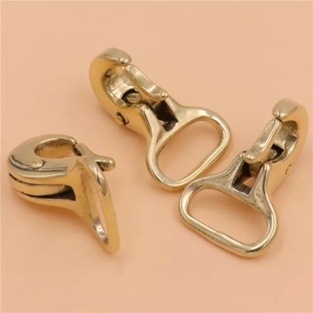 3 PACK Solid Brass Snap Spring Hooks Bag Wallet Hook Clasps Fits For 20mm Strap