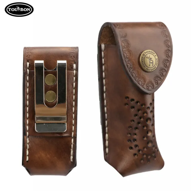 Tourbon Leather 3.5in Knife Blade Sheath Pocket Knives Case Belt Pouch Holster