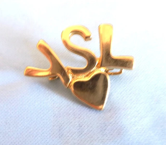 Broche Vintage Historicisme En Métal Doré - Motif Cœur Entouré De Fleurs - Occasion (k4)