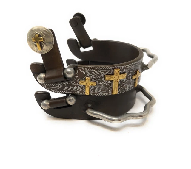 AJ Tack Antique Brown Three Cross Bumper Spurs - Mens
