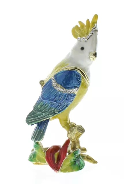 Jeweled Small Cockatoo Ciel Collectible Hinged Trinket Box