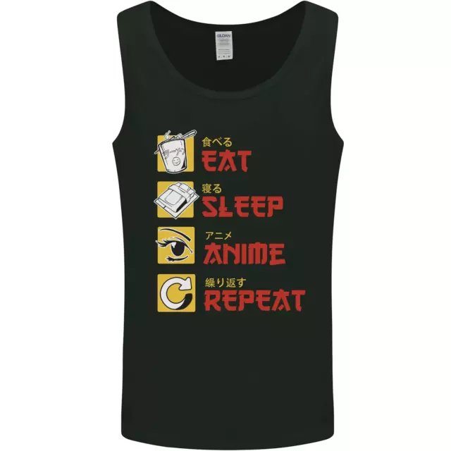 Eat Sleep Anime Repeat Mens Vest Tank Top