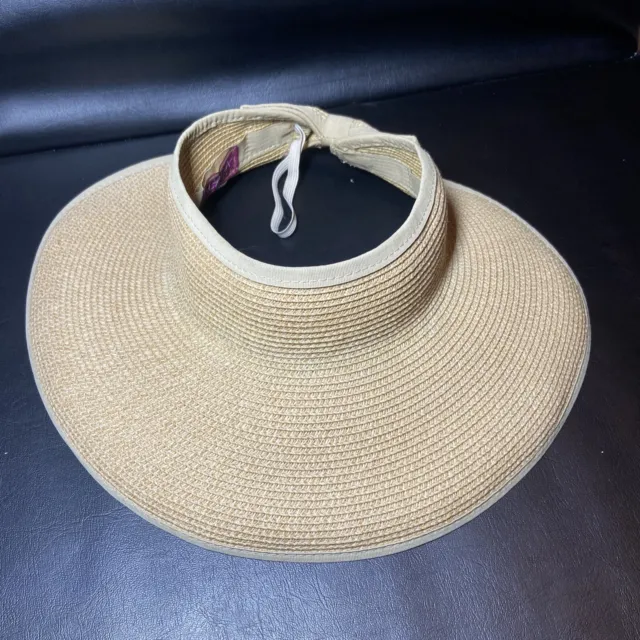 Scala Sun Beach Hat Visor Packable Paper Braid Wide Brim Foldable One Size