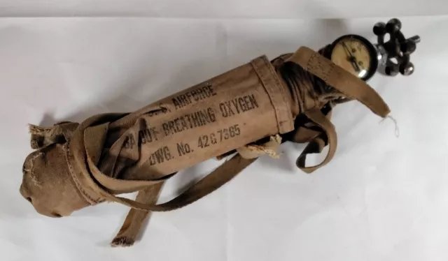 WW2 US AAF Type H-1 Bailout Breathing Oxygen Bottle - Must Have