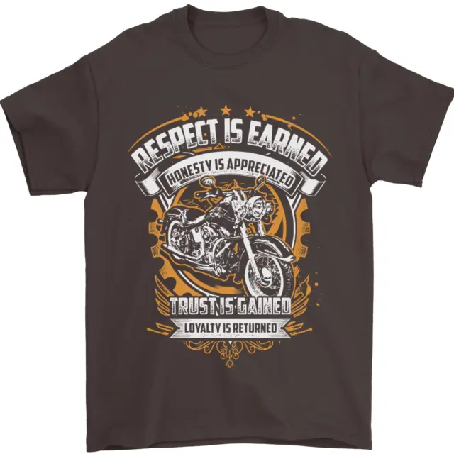 T-shirt da uomo Respect Earned moto biker 100% cotone