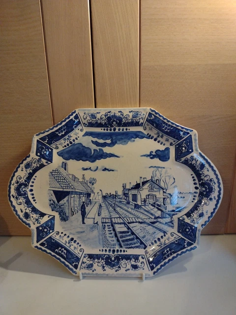 Antique Lrg Delft Dutch Wall Plaque Holland Vleuten Railway Station Netherlands