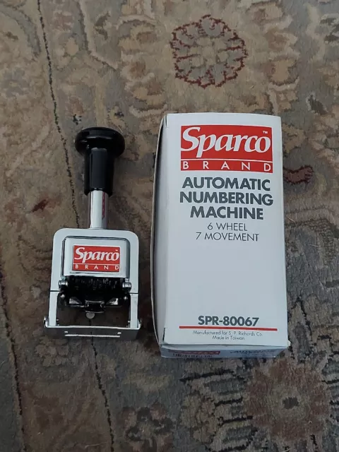 Sparco Automatic Numbering Machine SPR-80067 6 wheel 7 movement W/ Box & Manual