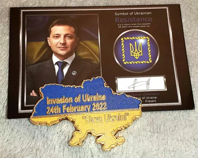 Ukraine Goldkarte Münze Kalter Krieg Weltkrieg Wolodymyr Selenskyj signiert I II III Flagge UK