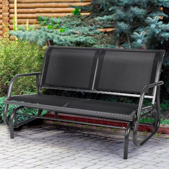 2 Person Garden Rocking Chair Metal Glider Bench Porch Seat Patio Park Loveseat