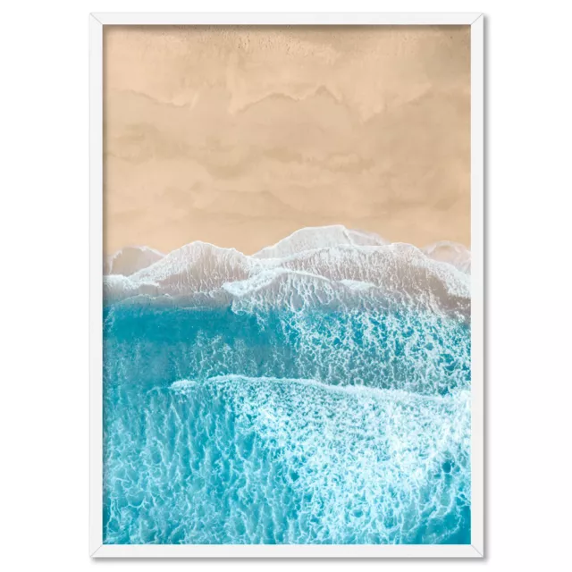 Aerial Ocean Wall Art. Vertical Ocean Art Print. Modern Coastal Wallart | ESK-07