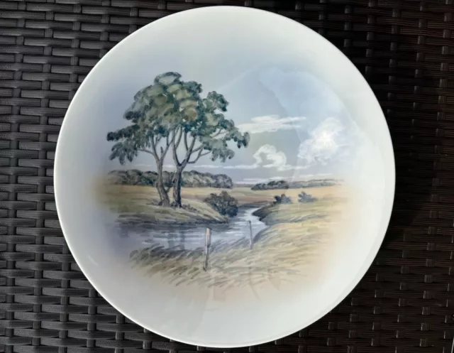 RARE Large 12'' ROYAL COPENHAGEN Hand Painted Landscape Porcelain Deco Bowl
