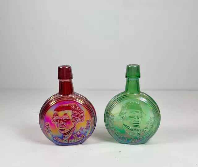 Wheaton Mini Glass Decanter Bottles President John Adams & Andrew Johnson