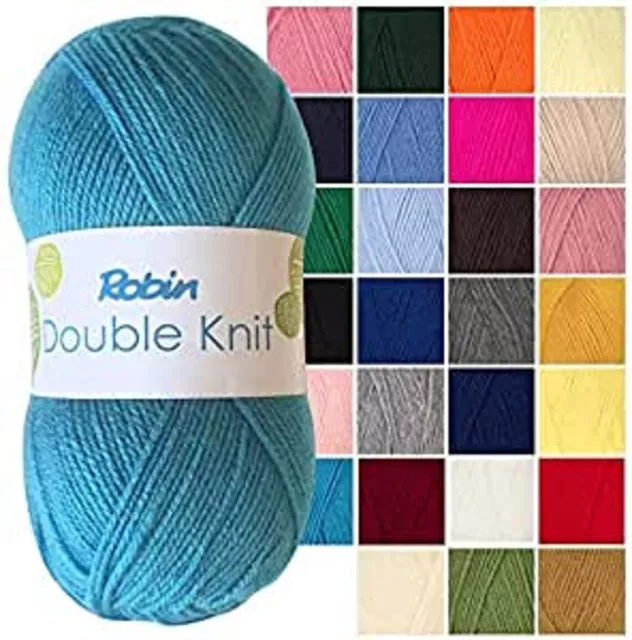 ROBIN DK DOUBLE KNIT YARN KNITTING/CROCHET WOOL - 100g -100% Acrylic ~64 COLOURS