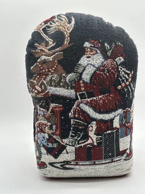 Christmas Holiday Santa Claus Tapestry Door Stop 12”x 7” Stuffed Weighted