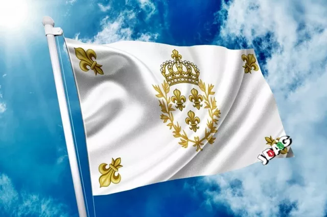 Drapeau BLANC ROYAUME DE FRANCE FLEURS DE LYS 90 x 150 cm Flag Banner 3 x 5