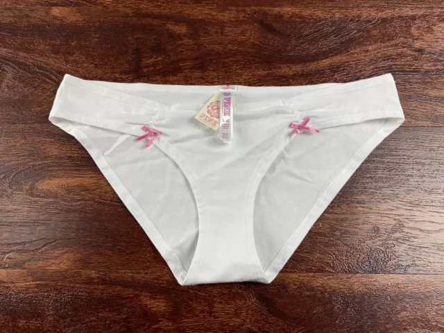 *NWT* PINK Women's White Low Rise Cherry Bikini Size Large regular