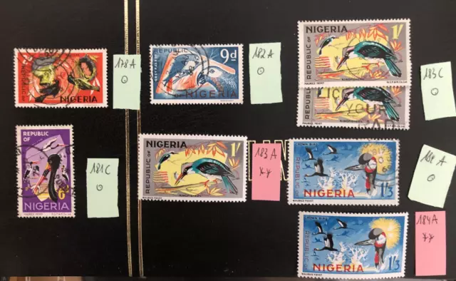 NIGERIA 1965 COMMEMORATIVES  BIRDS from Wildlife set mnh + vfu - postfrisch/gest