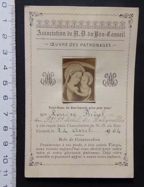 feuillet association de N. D. du Bon Conseil - 1904