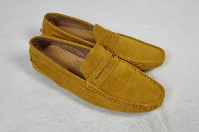 PIER ONE Herren Loafer Mokassins Schuhe Slipper Mokassin Gelb Velours Gr. 42