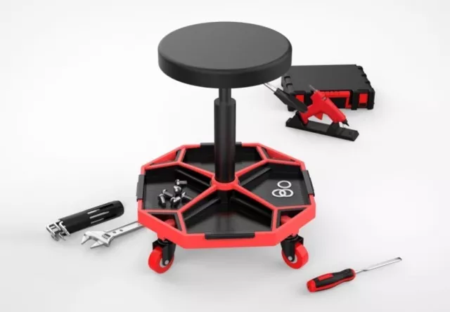 Rolling Mechanic Stool Height Adjustable Workshop Creeper Seat 360° Swivel Stool